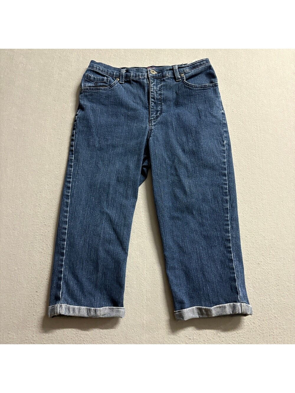 Gloria Vanderbilt Amanda Capri Jeans Womens Size 6 Blue Denim Cuffed Crop Pants
